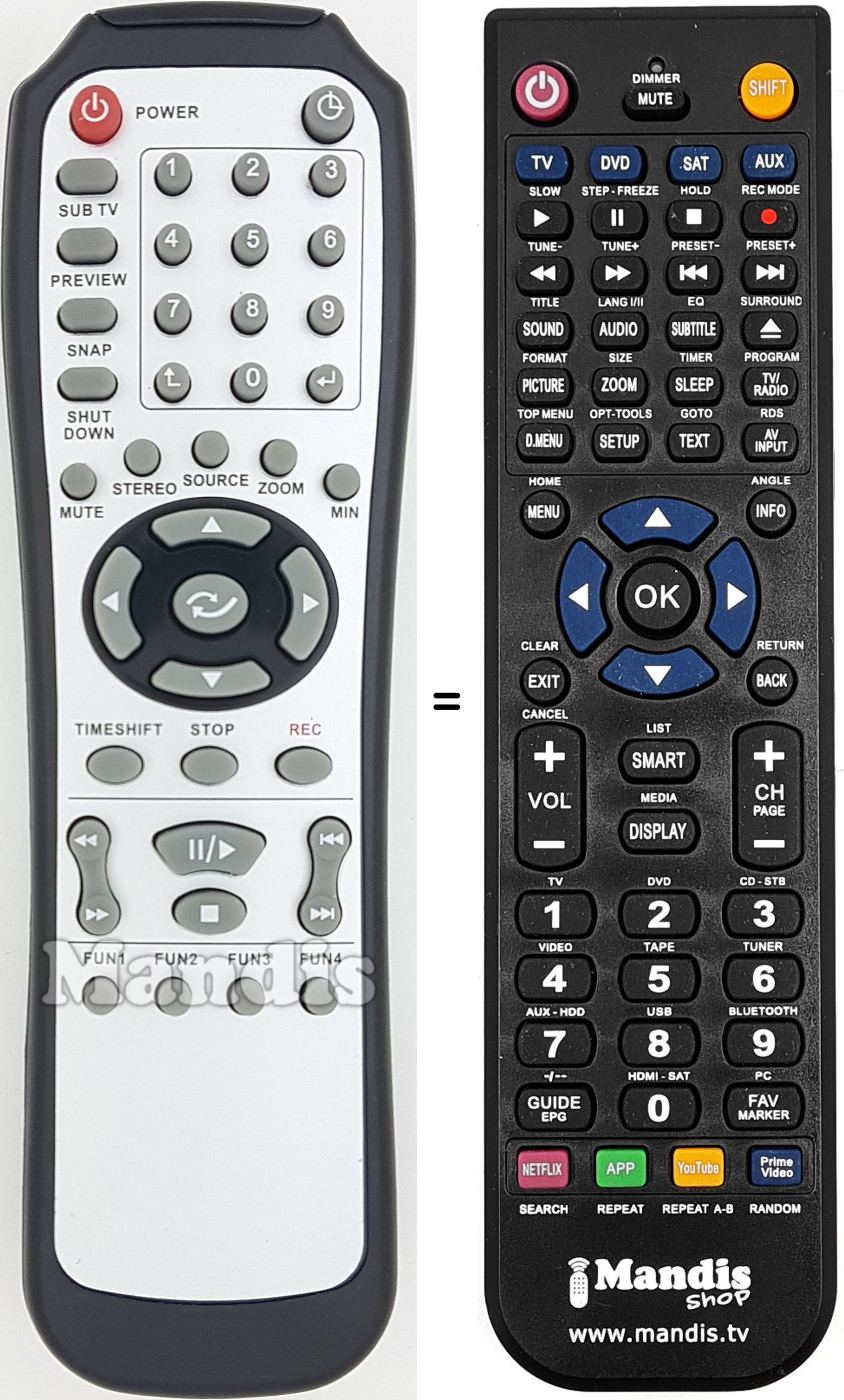 Replacement remote control REMCON1649