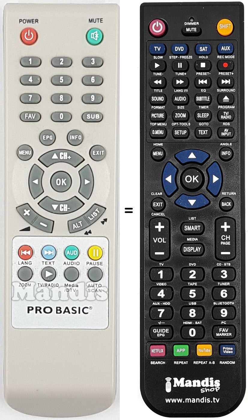 Gleichwertige Fernbedienung REMCON1678