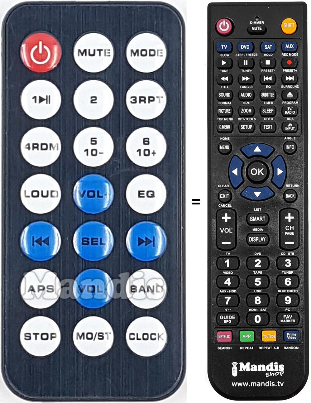 Replacement remote control REMCON1701