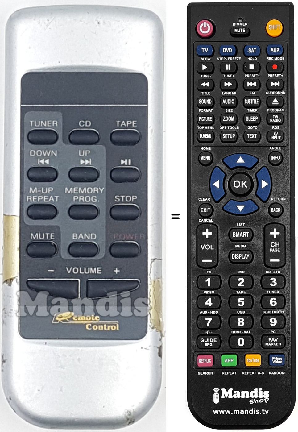 Replacement remote control REMCON1807