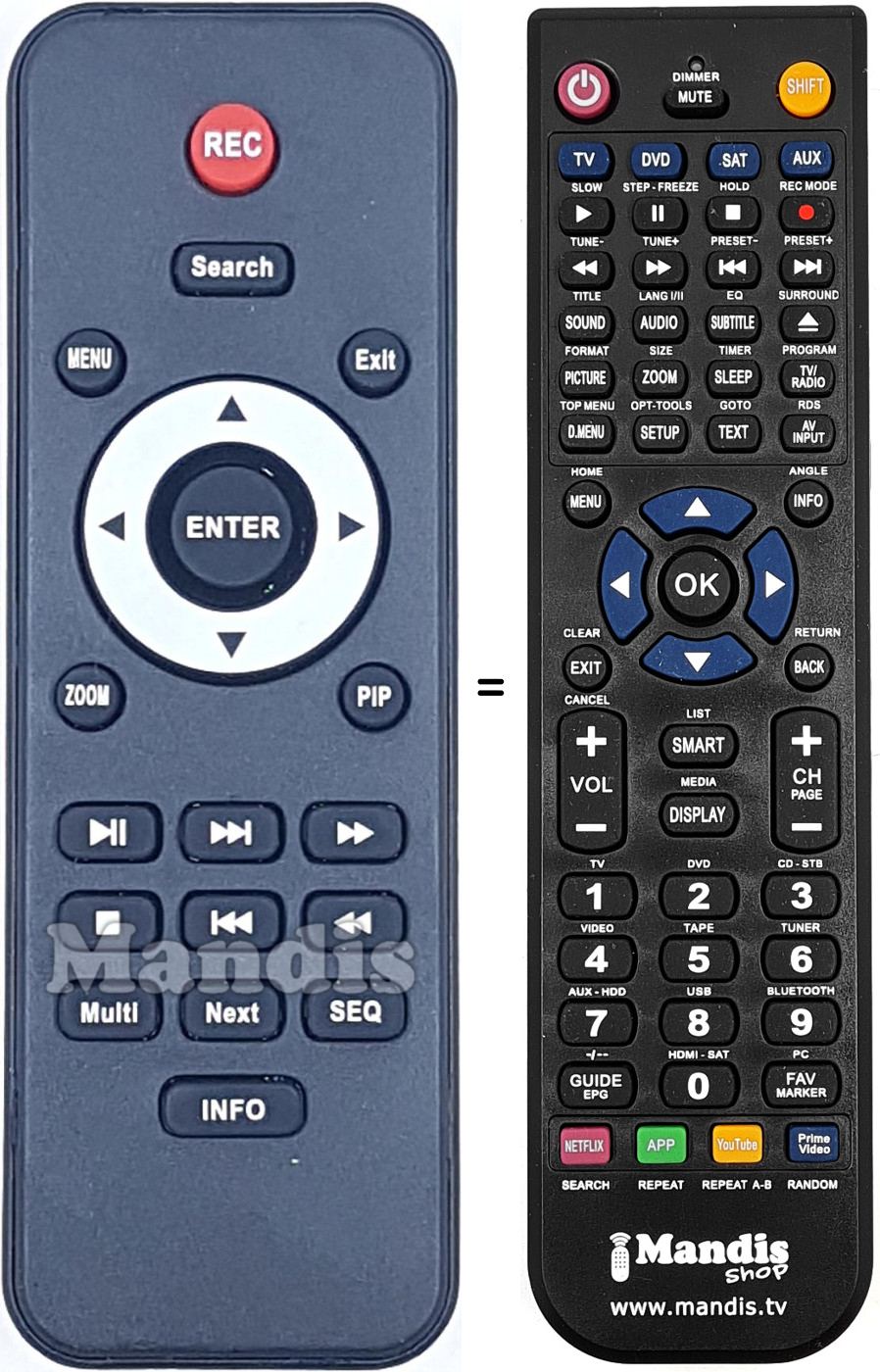 Replacement remote control REMCON1829