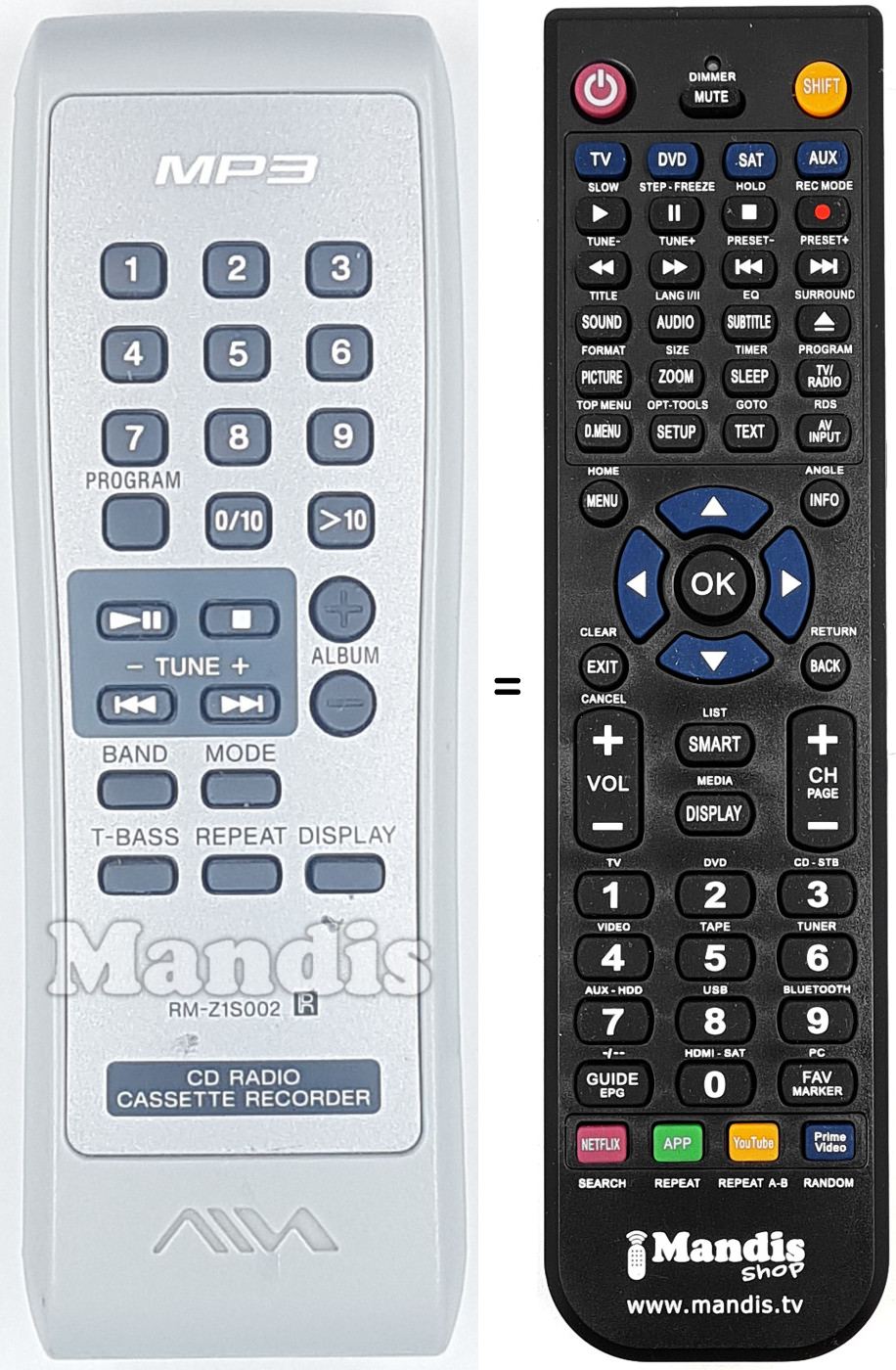 Replacement remote control RM-Z1S002