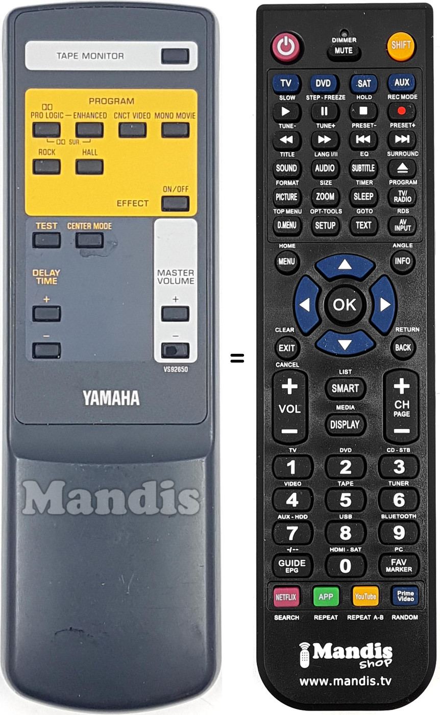 Gleichwertige Fernbedienung Yamaha VS926500