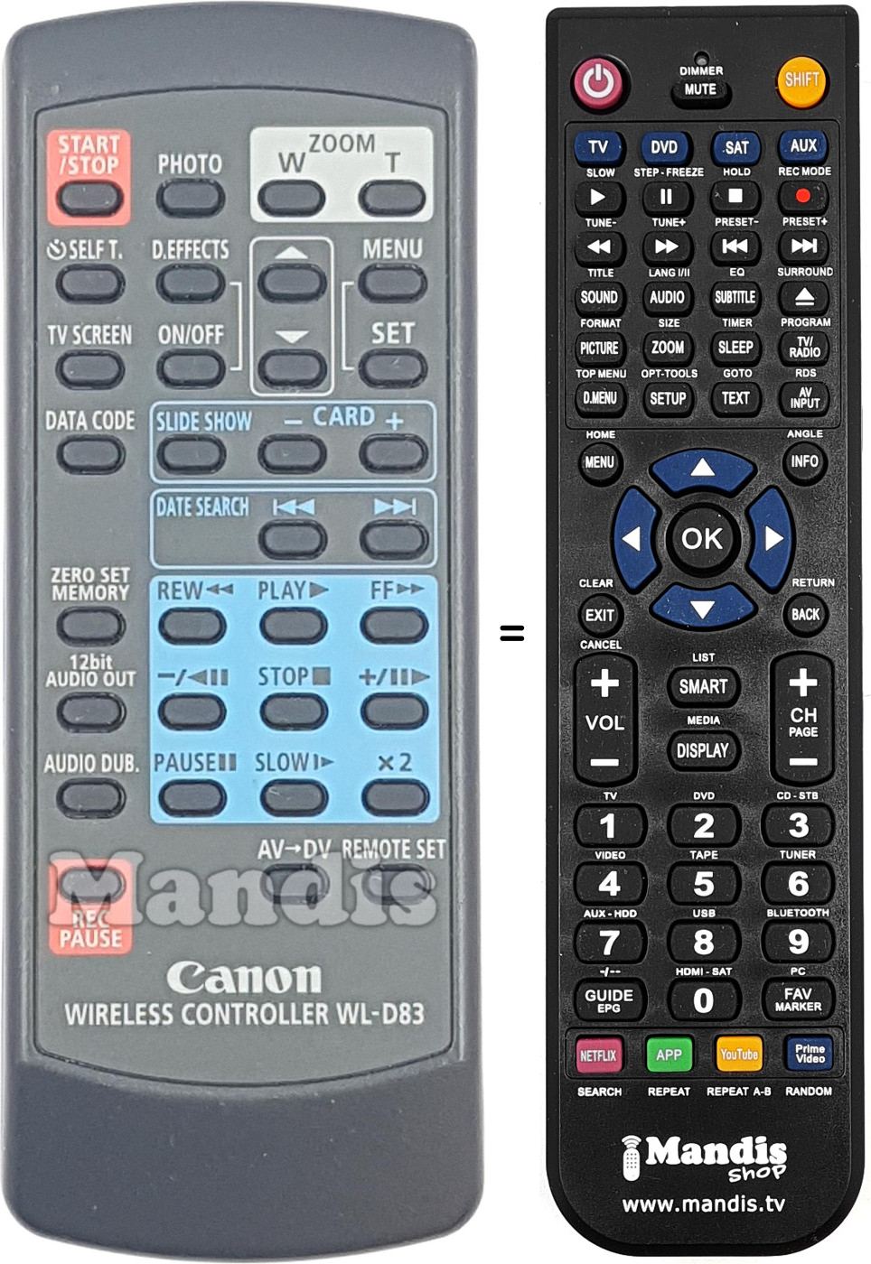 Replacement remote control WL-D83