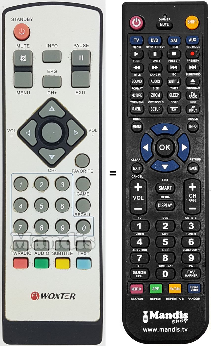 Replacement remote control WOX003