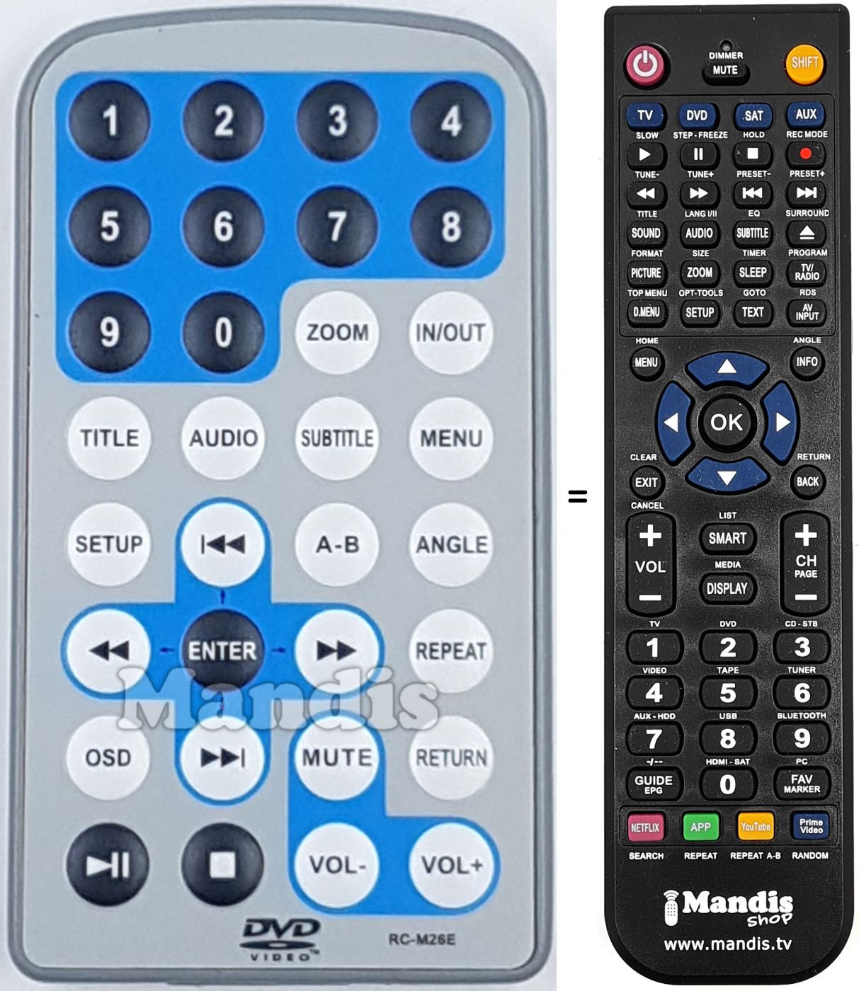 Replacement remote control RC-M26E