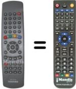 Replacement remote control Toshiba 076R0EY020