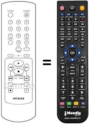 Replacement remote control Hitachi VT-MX705E VPS Replacement remote control Hitachi VT-MX705E VPS