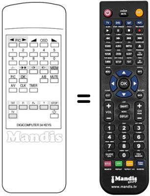 Replacement remote control DIGICOMPUTER 34 KEYS