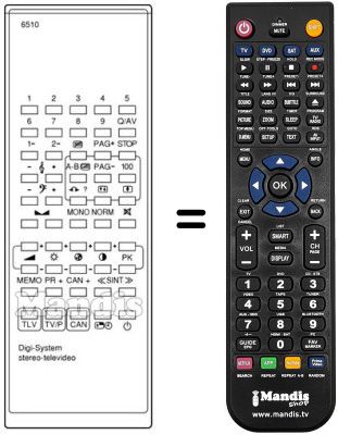 Replacement remote control DIGISYSTEM STEREO TLV 6510