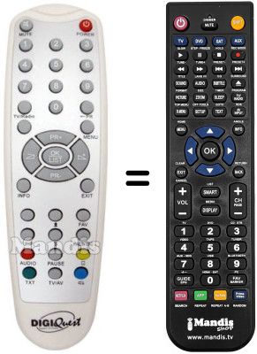 Gleichwertige Fernbedienung DIGIQUEST EASY SCART T5 (ver. 2)