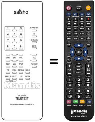 Replacement remote control MEMORY TELETEXT