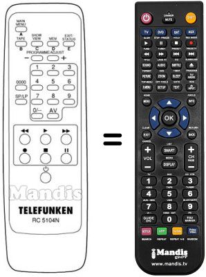 Gleichwertige Fernbedienung RC 5104 N