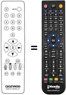 Replacement remote control REMOTE CONTROL 211