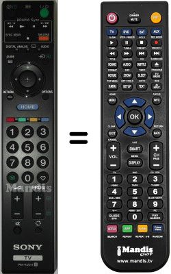 Replacement remote control Sony KDL-52 W4710