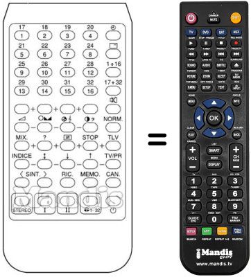 Replacement remote control TELECOMPUTER 99-32 STEREO
