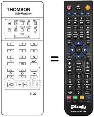 Gleichwertige Fernbedienung TI 20 Gleichwertige Fernbedienung TI 20