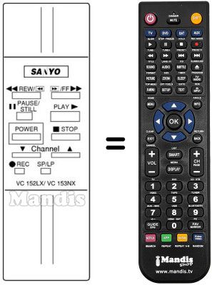 Replacement remote control VC 152LX / VC 153NX