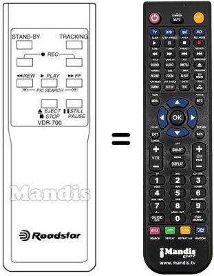 Replacement remote control VDR 700