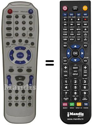 Replacement remote control Xtreme DVD 628 MPEG4