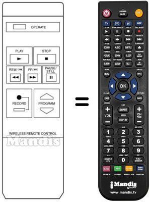 Replacement remote control LG VCR32