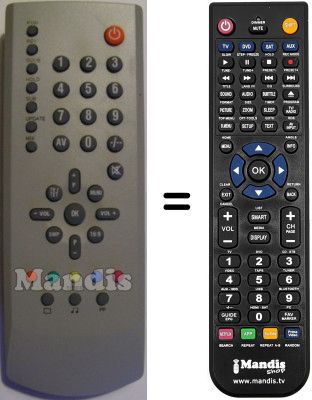 Replacement remote control Pacific PTV5104T Replacement remote control Pacific PTV5104T