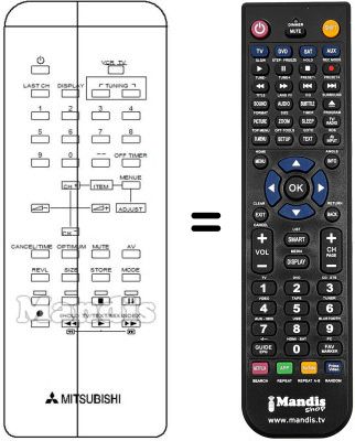 Gleichwertige Fernbedienung Mitsubishi CT14MS1ETX-TV Gleichwertige Fernbedienung Mitsubishi CT14MS1ETX-TV