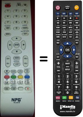 Gleichwertige Fernbedienung Npg RC05W
