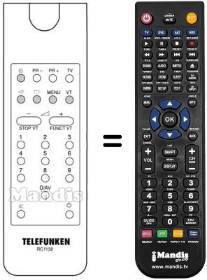 Gleichwertige Fernbedienung Telefunken F434M Gleichwertige Fernbedienung Telefunken F434M