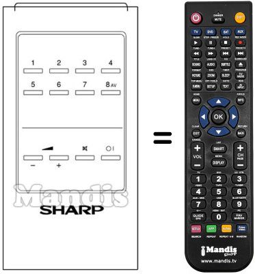 Replacement remote control Sharp RRMCG0123CESA