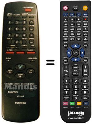 Replacement remote control Toshiba V204G