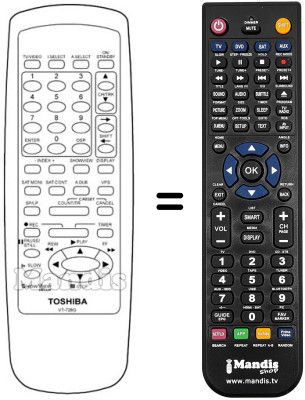 Replacement remote control Toshiba V728G