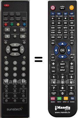 Gleichwertige Fernbedienung Sunstech HVS57386