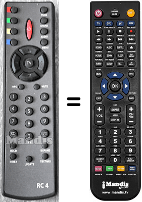 Gleichwertige Fernbedienung Continental Edison HVS54654