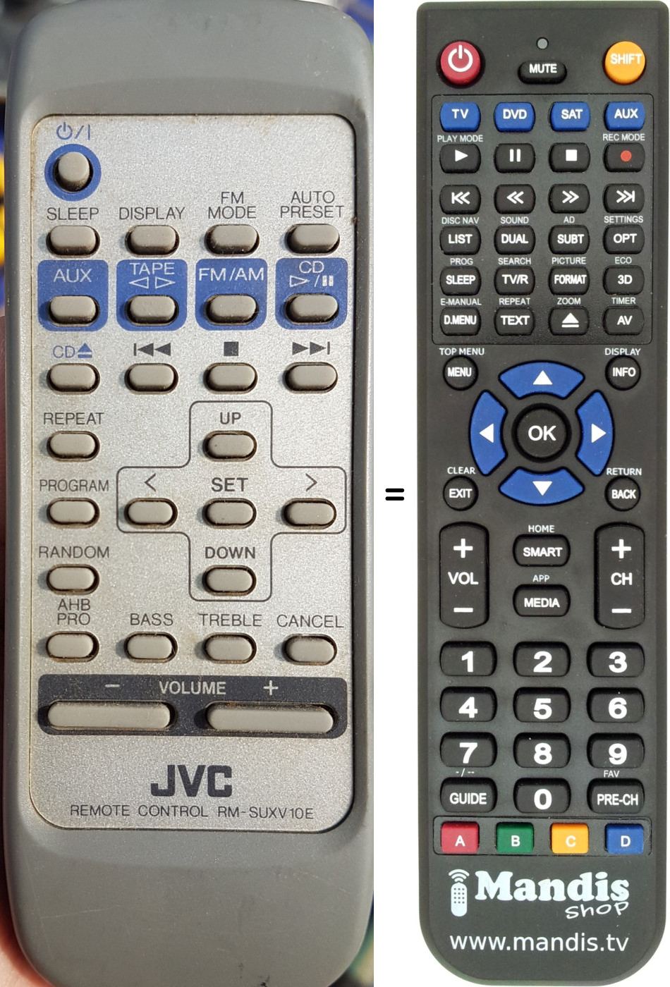 Replacement remote control JVC RM-SUXV10E