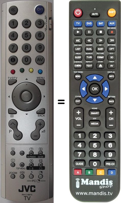 Replacement remote control JVC RMC1897S
