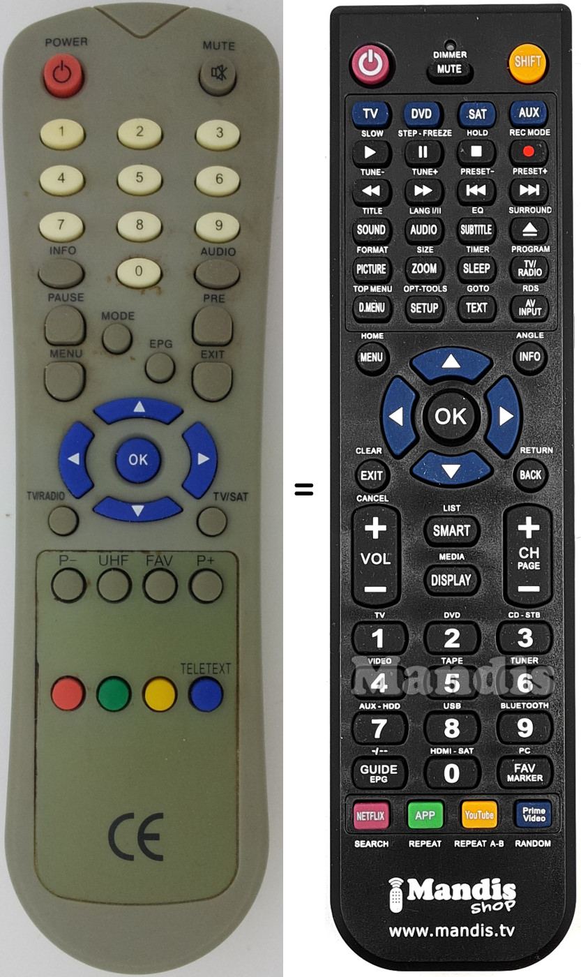 Replacement remote control DIGIQUEST CE001