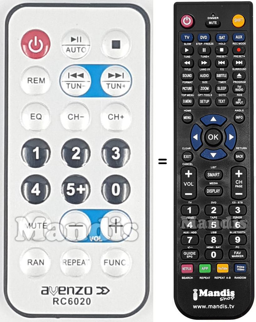 Replacement remote control RC6020
